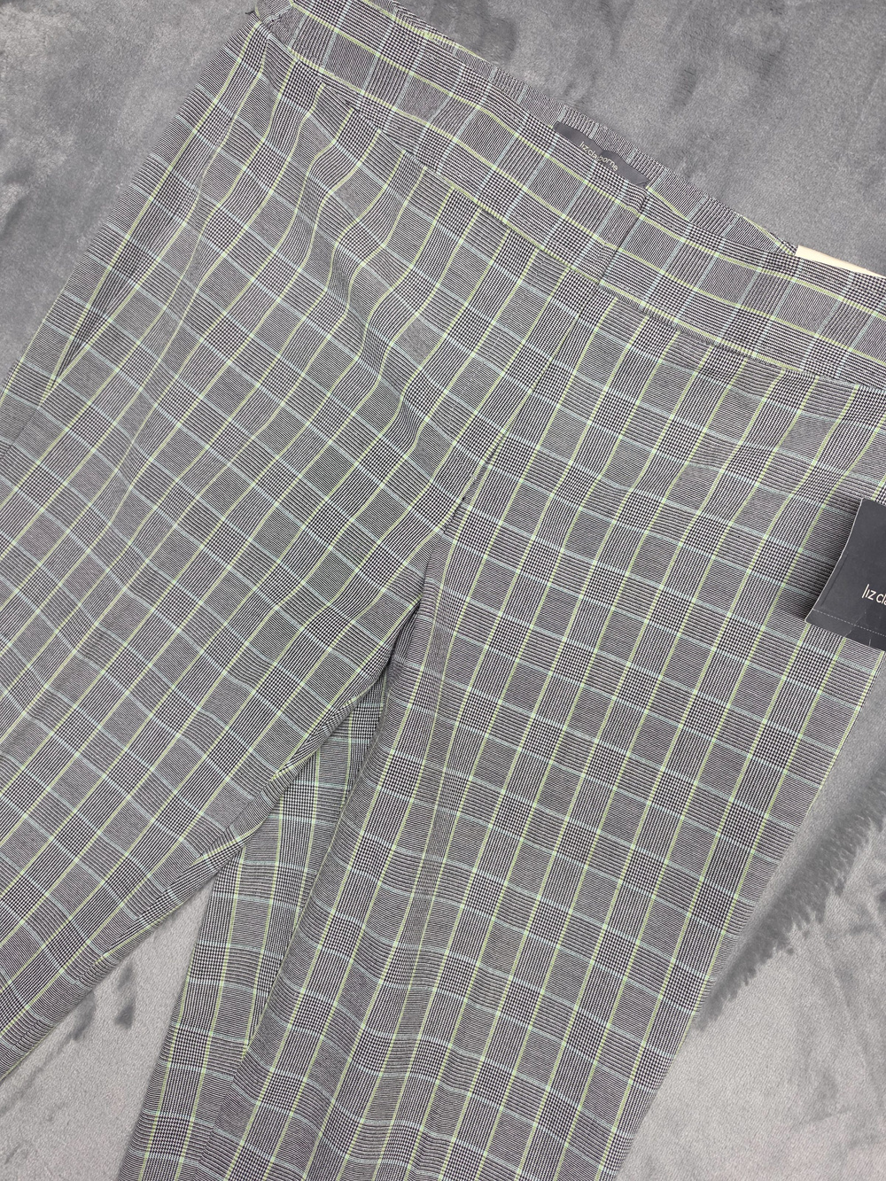 NWT Liz Claiborne Audra Plaid Straight Leg Pants Size 10 Gray Green